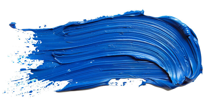 A bold blue paint stroke isolated on a white background, perfect for artistic and design concepts