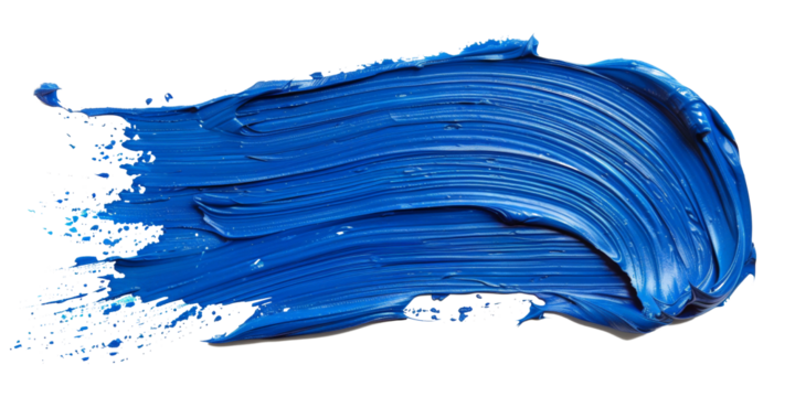 A bold blue paint stroke isolated on a white background, perfect for artistic and design concepts