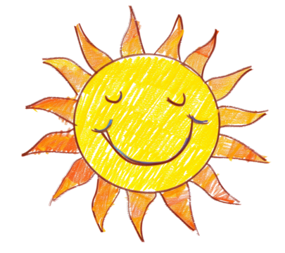 Serene hand-drawn sun with closed eyes and gentle smile