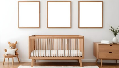 Mockup poster frame on the wall of living room. Luxurious apartment background with contemporary design. Modern interior design. 3D render