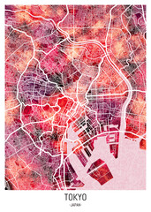 Tokyo Japan City Map, Transport, Downtown, Road, Atlas, Plan, Street Map, Poster, Print, Highways
