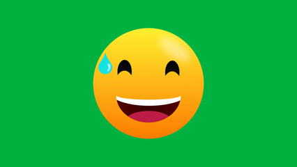 awkward situation laughing emoji illustration isolated on green screen
