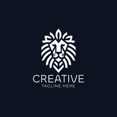 Lion head geometric vector logo design	