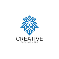 Lion head geometric vector logo design	