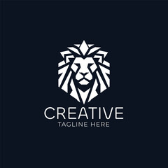 Lion head geometric vector logo design	