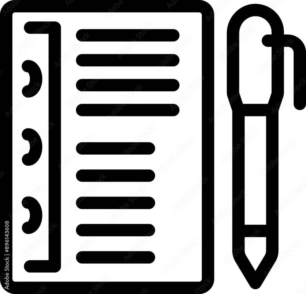 Poster simple notebook with a pen is showing the concept of planning and writing down notes