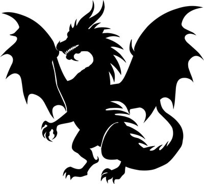 recommend clip art: illustration of a large winged dragon silhouette
