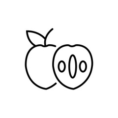 Peach Vector Outline Icon Isolated On White Background
