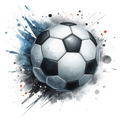 Soccer ball watercolor vector illustration, effect background Beautiful watercolor spreads, on a transparent background, clipart, isolated.