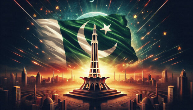Pakistani Flag wave on Minar-e-Pakistan 