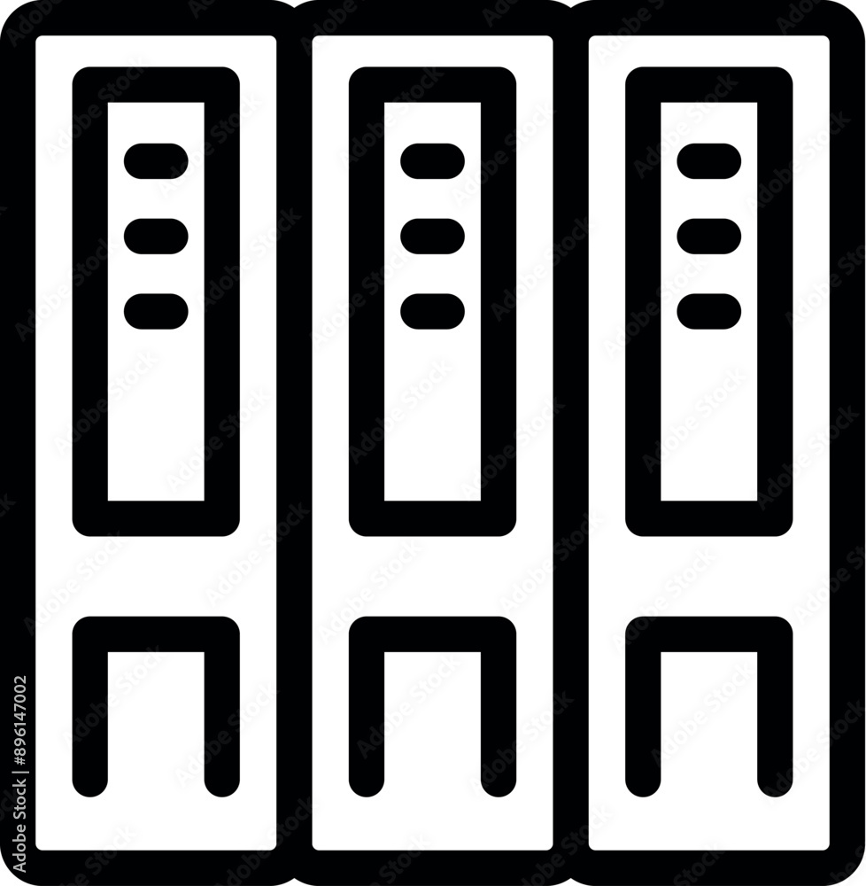 Poster simple black and white line art icon of a file folder system for storing and organizing documents