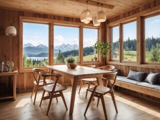 room with table on mountain
