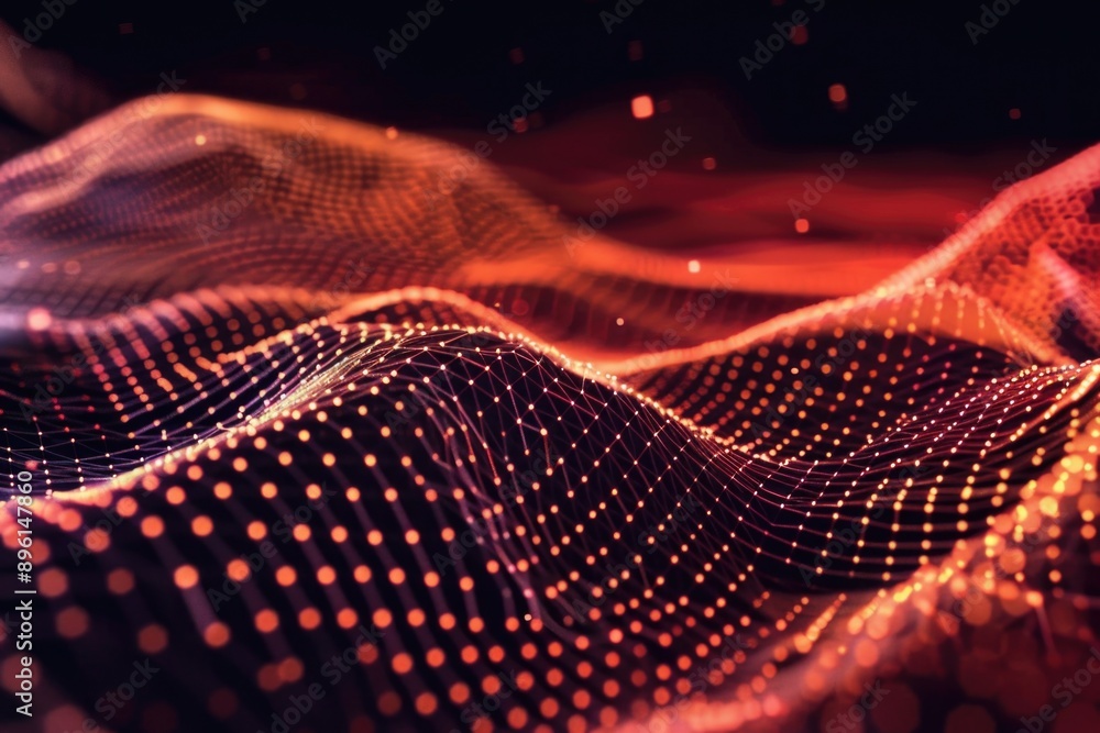 Poster A detailed view of a wave-like design composed of lines and dots