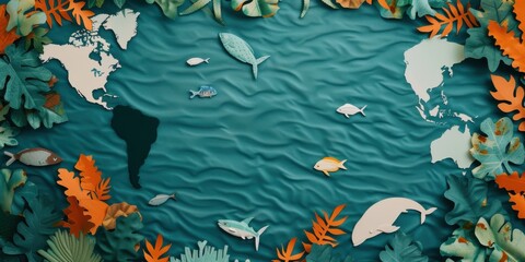 Interactive map of endangered species habitats, Environmental impact report presentation, visualizing biodiversity loss., copy space,