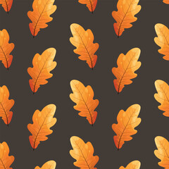 Seamless vector pattern with fall foliage. Background for fall holidays. 