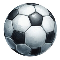football, soccer ball watercolor vector, white background, isolated image.