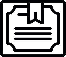 This simple icon represents a certificate with a ribbon bookmark, symbolizing achievement and recognition