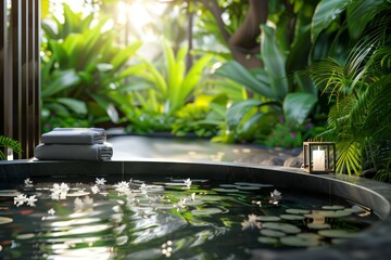 Escape to a peaceful oasis surrounded by lush greenery, where tranquility meets relaxation. Let the soothing ambiance calm your mind and rejuvenate your spirit.