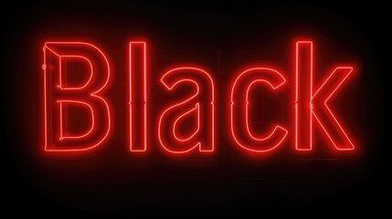 BLACK text glowing red neon label on black, retail promotions, discount events and social media marketing Big sale offer.