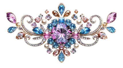 Beautiful vintage jewelry brooch featuring multicolored gemstones, designed to add elegance and charm to any outfit.