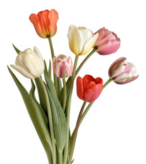 Naklejka premium PNG Colorful tulips bouquet on white