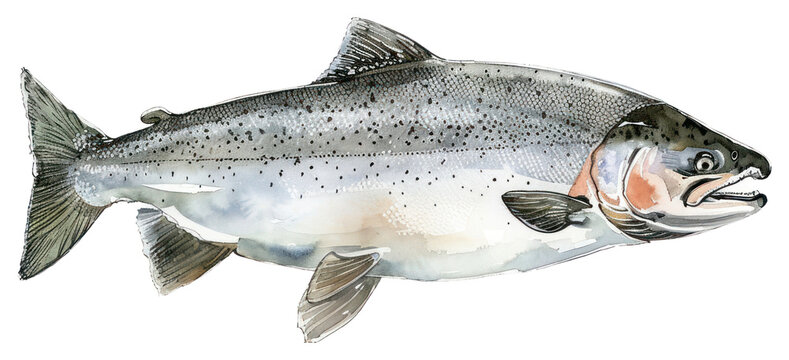 PNG Detailed watercolor fish illustration