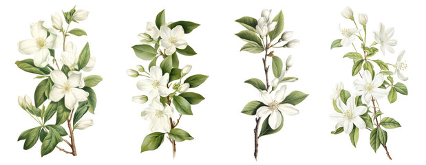 watercolor botanical png cut out element set