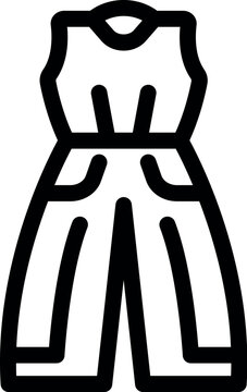 recommend clip art: Simple black and white icon of a jumpsuit, representing women's fashion and style