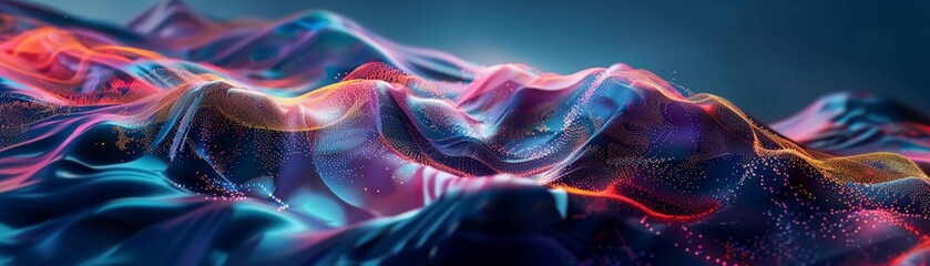 Fototapeta premium Abstract digital waves with vibrant colors, dynamic energy, futuristic design