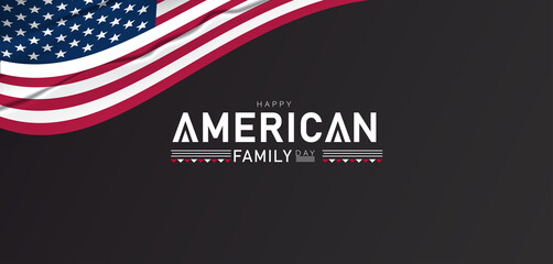 Celebrate American Family Day with this background showcasing a flag and text, symbolizing unity