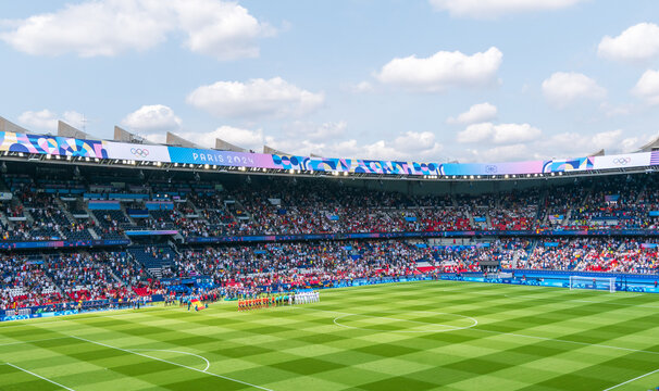 Le Parc des princes lors de la rencontre Espagne vs Ouzb&eacute;kistan, Jeux olympiques, Paris, France
