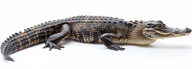 American Alligator in a White Studio Setting