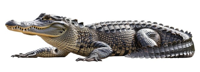 American Alligator Portrait on White Background