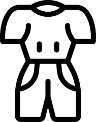 Simple line icon of a protective suit, highlighting its essential role in ensuring worker safety in hazardous environments