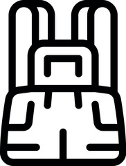 Black outline icon of protective workwear trousers with straps, suitable for builders and construction workers