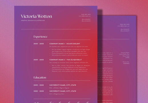 Red & Violet Gradient Resume