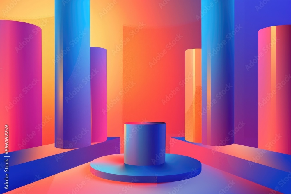 Aufkleber a vibrant abstract design featuring a central cylinder surrounded by swirling patterns and colors