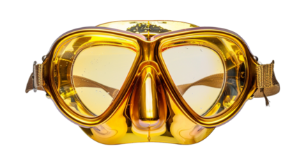 yellow diving mask isolated on transparent background