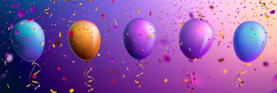 Shiny background with colorful balloons
