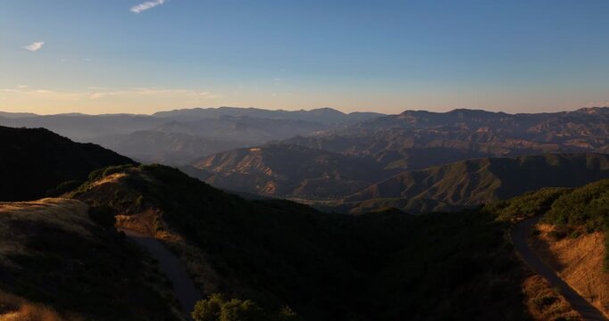 Golden Hour Sunset Los Padres Santa Barbara Mountain Aerial Video
