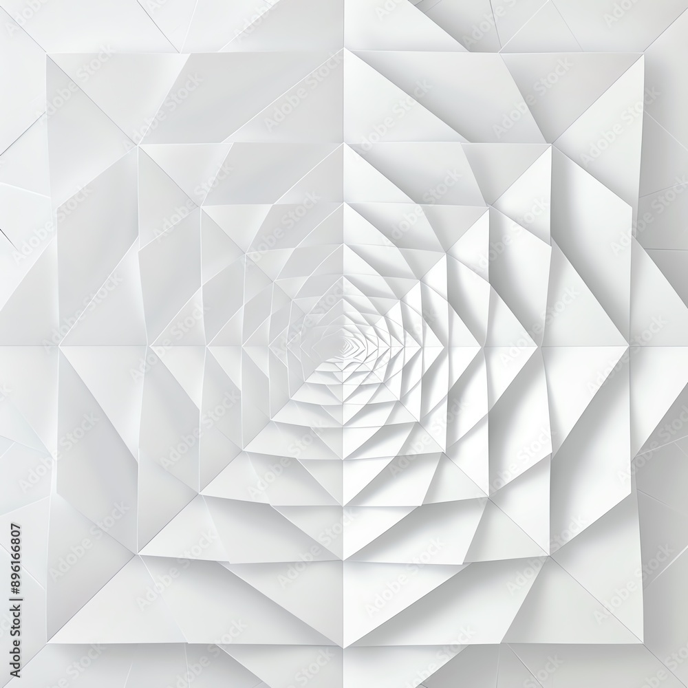 Aufkleber abstract white geometric background with intricate folded triangles creating a mesmerizing spiral tu