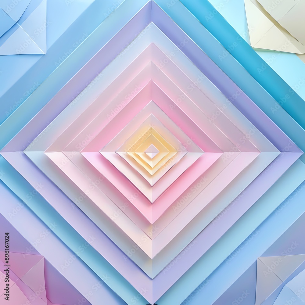 Aufkleber abstract geometric background with layered pastel-colored paper sheets forming a symmetrical square 