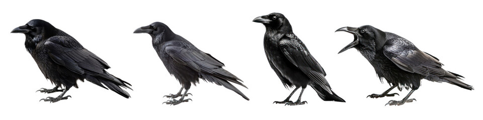 Fototapeta premium Raven bird png cut out element set