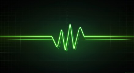 Green heartbeat line on black background symbolizing health and vitality, designed in a minimalist style, evoking a sense of life and energy.

