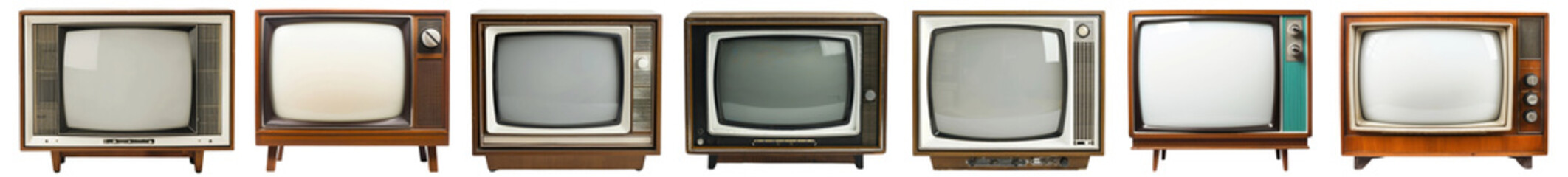 Vintage television png cut out element set