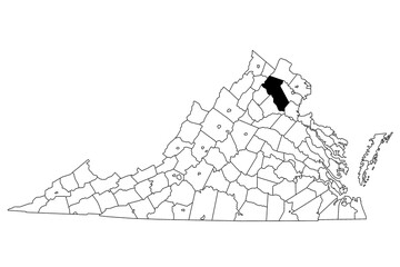 Map of fauquier County in Virginia state on white background. single County map highlighted by black colour on Virginia map. UNITED STATES, US