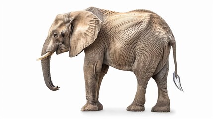 a large elephant standing on top of a white floor