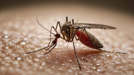 Close-up of mosquito on human skin