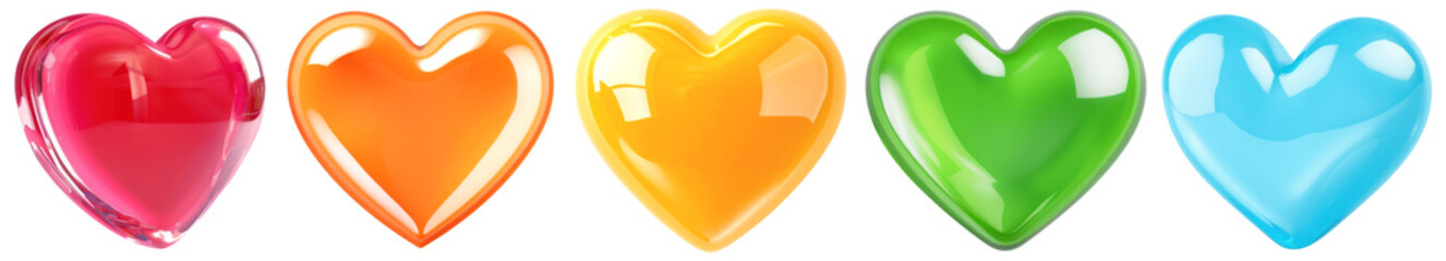 3D heart png cut out element set