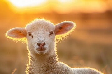 Obraz premium Lamb Portrait in Golden Sunset Light